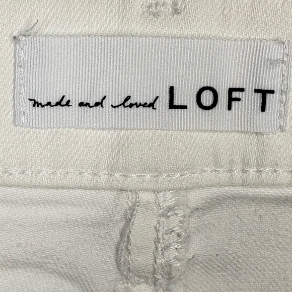 LOFT Women’s White High Waist Denim Crop Frayed Skinny Jeans | Size 8 - Picture 6 of 7